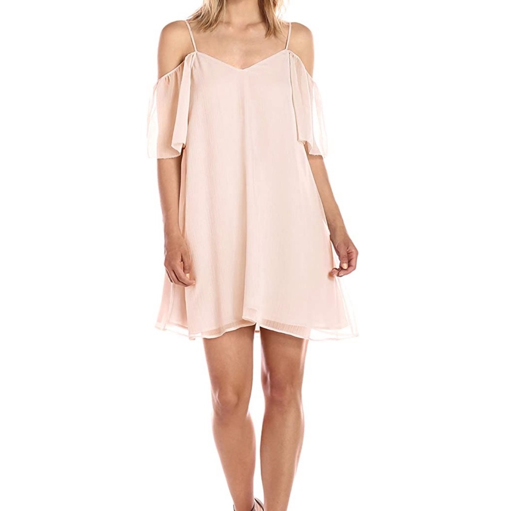 french connection cold shoulder drape dress v neck